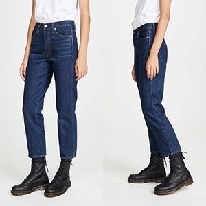 AMO Loverboy High Rise Relaxed Straight Leg Jeans Indie Blue Womens Size 30